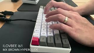 Cherry MX Brown  ilovbee i61  O Ring Mount  Typing Sound ASMR [upl. by Ayatan]