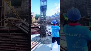 The process of shaking concrete out of the steel reinforcement cage [upl. by Brien910]