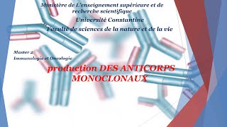 production DES ANTICORPS MONOCLONAUX [upl. by Eiznekcam]