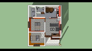 24 x 30 South facing house floor plan and 3d animation [upl. by Zachary35]