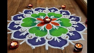 Easy and Quick freehand Rangoli designs with colours Diwali rangoli designs by Shital Daga [upl. by Nimaj]