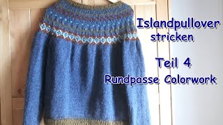 Islandpullover stricken  Teil 4 Rundpasse [upl. by Salhcin]