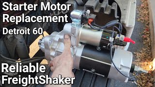 Starter Motor Replacement Detroit 60 Freightliner Century Columbia How To Easy 18 Wheeler [upl. by Annhej338]