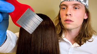 ASMR Doctor Lice Check Removal amp Scalp Inspection ⚪ ear to ear whispering exam roleplay [upl. by Secnarfyram]