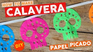 How to make papel picado calaveras Sugar skull decoration to make for Dia de los Muertos [upl. by Tuhn]