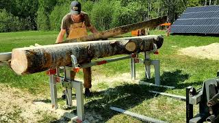 Logosol F2 Cutting wide boards of big aspen log Stihl MS661 LogosolStihl stihlms660chainsawmill [upl. by Aicssej126]