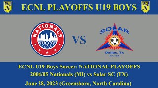 ECNL PLAYOFF HIGHLIGHTS U19 200405 Boys Soccer Nationals Boys Academy MI vs Solar SC TX [upl. by Nottnerb]