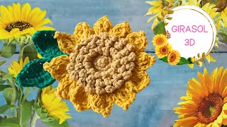 Girasol 3D 🌻 tejido en Crochet [upl. by Stanleigh]