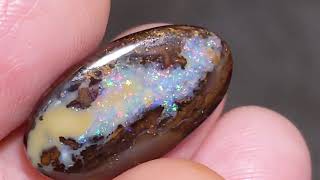 1184ct Solid Boulder Opal Multicolor Pinfire Oval Queensland AU [upl. by Enelyt]