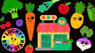 🍐Dancing Fruit amp Veggies Go To The Grocery Store 🛒 Daily Life Sensory Video for Toddlers 🥕 [upl. by Mohr]