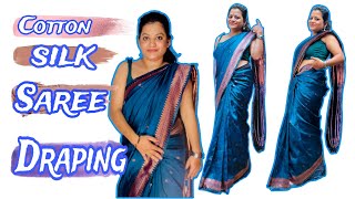 Step By Step Cotton Silk Saree Draping With Trick And Tips  How To Drape Silk Saree [upl. by Lymn]