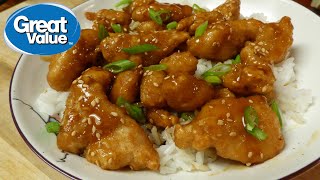 Orange Chicken by Great Value  Frozen Food review [upl. by Atilrak]