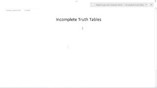 Incomplete Truth Tables [upl. by Marek812]