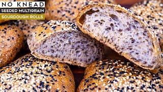 NO KNEAD Seeded Multigrain Sourdough Rolls [upl. by Ronnoc]