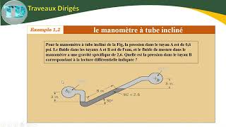 Serie Statique  fluide incompressible Le manomètre à tube incliné NB 4 [upl. by Niklaus578]