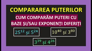 COMPARAREA SI ORDONAREA PUTERILOR CLASA 5 MATEMATICA CU BAZE EXPONENTI DIFERITI EXERCITII REZOLVATE [upl. by Eenat128]