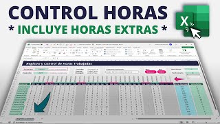 Plantilla para Calcular HORAS TRABAJADAS en Excel  Incluye HORAS EXTRAS Sin Macros [upl. by Alilahk727]