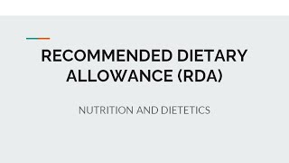 Recommended Dietary Allowance RDA  Part1  NTA UGC NETJRF Home Science  Nutrition amp Dietetics [upl. by Nnazil]