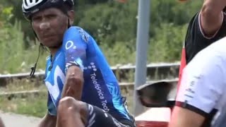 fuerte caída de nairo quintana en la vuelta a burgos [upl. by Missy]