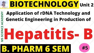 VaccinesHepatitis BApplication of rDNA Techn and Genetic Enginin Produc of 6 SemBiotechnology [upl. by Tallbot]