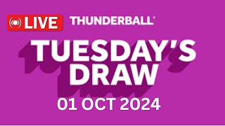 National Lottery Thunderball draw live tonight results from Tuesday 01 Oct 2024  thunderball [upl. by Ahsenit]