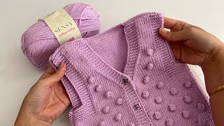 3 PARÇA AŞIRI KOLAY FISTIKLI BEBEK YELEĞİ ANLATIMI💜babyknitting knittingdesignforbaby crochet [upl. by Idmann]