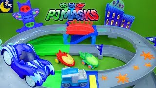 PJ Masks Toys Nighttime Adventures Rev N Rumblers Race Track Playset Toys R Us Toys Catboy Gekko Car [upl. by Farrington811]