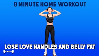 8 Minute Home Workout To Lose Love Handles amp Belly Fat  No Jumping No Equipment [upl. by Celeski]