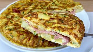 TORTILLA DE POMMES DE TERRE FOURRÉE AU JAMBON ET AU FROMAGE RÂPÉ MOZZARELLA 🧀recette simpleamprapide [upl. by Suckow55]