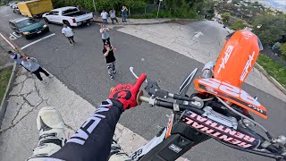 Dirt Bike vs Los Angeles Steepest Street [upl. by Ahtnahc363]