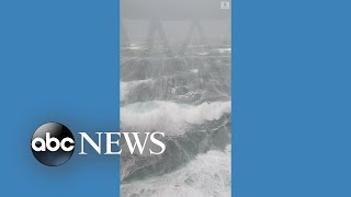 Sea swells seen from lighthouse off Irish coast [upl. by Llezom]