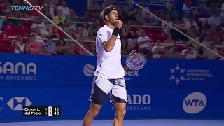 Epic Del Potro v Djokovic rally in Acapulco [upl. by Feeney]