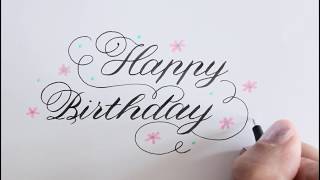 calligraphy  how to write happy birthday in fancy  improve your handwriting [upl. by Leiahtan702]