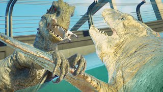 INDOMINUS REX vs MOSASAURUS In The LAGOON  Jurassic World Evolution 2 [upl. by Aubin]