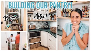 BUILDING A WALKIN PANTRY  AFFORDABLE DIY  PANTRY TOUR amp ORGANIZATION [upl. by Drahsar889]