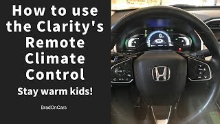 Honda Clarity remote Climate Control  How to Use it [upl. by Netsua251]