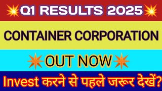 Concor Q1 Results 2024 🔴 Container Corporation Result 🔴 Container Corporation Share Latest News [upl. by Llenreb]