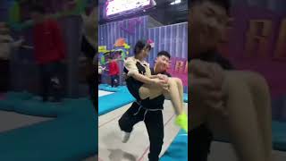 Watch This Teen Jump Around AFun Park Trampoline For The First Time viral youtubeshorts [upl. by Euqnomod]