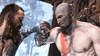 God of War  Young Kratos Goatee Vs Baldur Boss Fight 4K Ultra HD Original Classic Kratos [upl. by Fiedler]