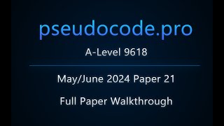 Past Paper MayJune 2024 Paper 21 ALevel 9618 [upl. by Delanie550]