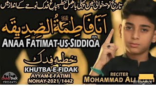 Noha Bibi Fatima  Ana Fatima UsSaddiqaMuhammad Ali rizvikhutba e FidakAyam e Fatima😭😭😭😭😭 [upl. by Inek310]