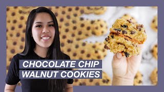 The Most Loaded Chocolate Chip Walnut Cookie Recipe Levain Copy Cat [upl. by Ecienahs]