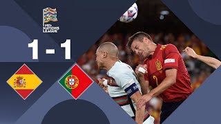 Spain vs Portugal 1  1 Highlights  Nations League [upl. by Narud]