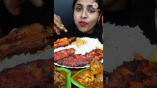 ashifa asmr eating spicy mutton curry masala fish fry chicken curry rice egg extra grevy salad asmr [upl. by Bouley]