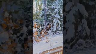 Winter paintings Alexander Babich fineartpainting mountainpainting paintingprocess oilpainting [upl. by Radcliffe]