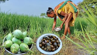 rural poor grandma cooking GUGULI CURRY with Brinjal recipe amp eating with ricevillage food channel [upl. by Craner]