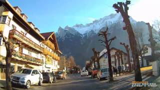 D Markt Mittenwald Landkreis GarmischPartenkirchen Fahrt durch den Ort Dezember 2016 [upl. by Revned]