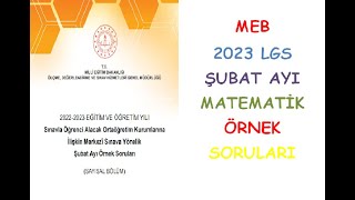 ŞUBAT AYI MEB ÖRNEK MATEMATİK SORULARININ ÇÖZÜMLERİ LGS 2023 [upl. by Sklar992]