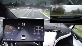 Tesla Model X  Autopilot Lane Changing to Shoulder Active Spoiler and Slipstream [upl. by Keisling519]