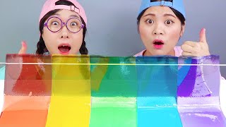 Rainbow Dessert Jelly Gummy Food Mukbang DONA [upl. by Adrea496]